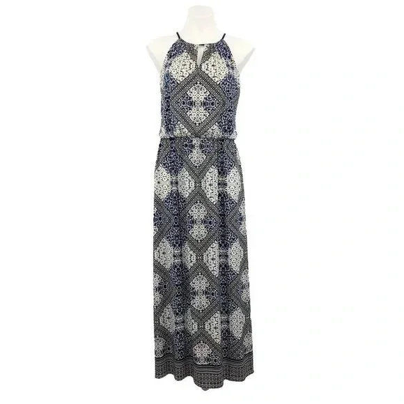 London Times | Dresses | Navy Maxi Dress London Times Size 2 Halter Neck |  Poshmark